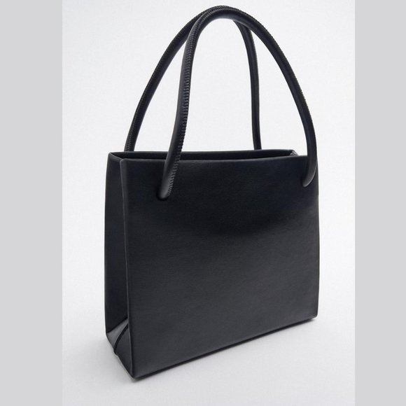 Zara Handbags - Zara Black Leather Mini Tote with Shoulder Strap